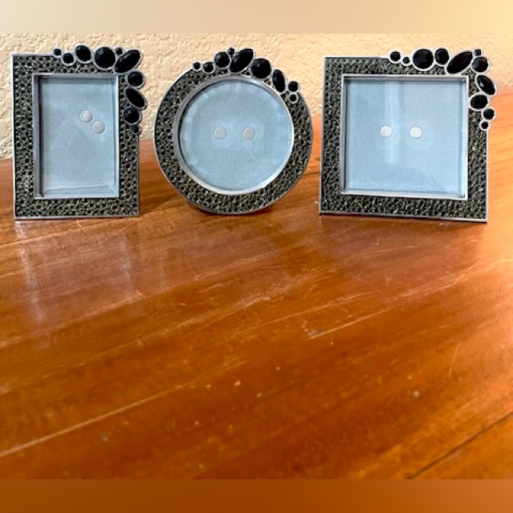 Bella Lux Black Rhinestone Mini Photo Frames - Set of 3